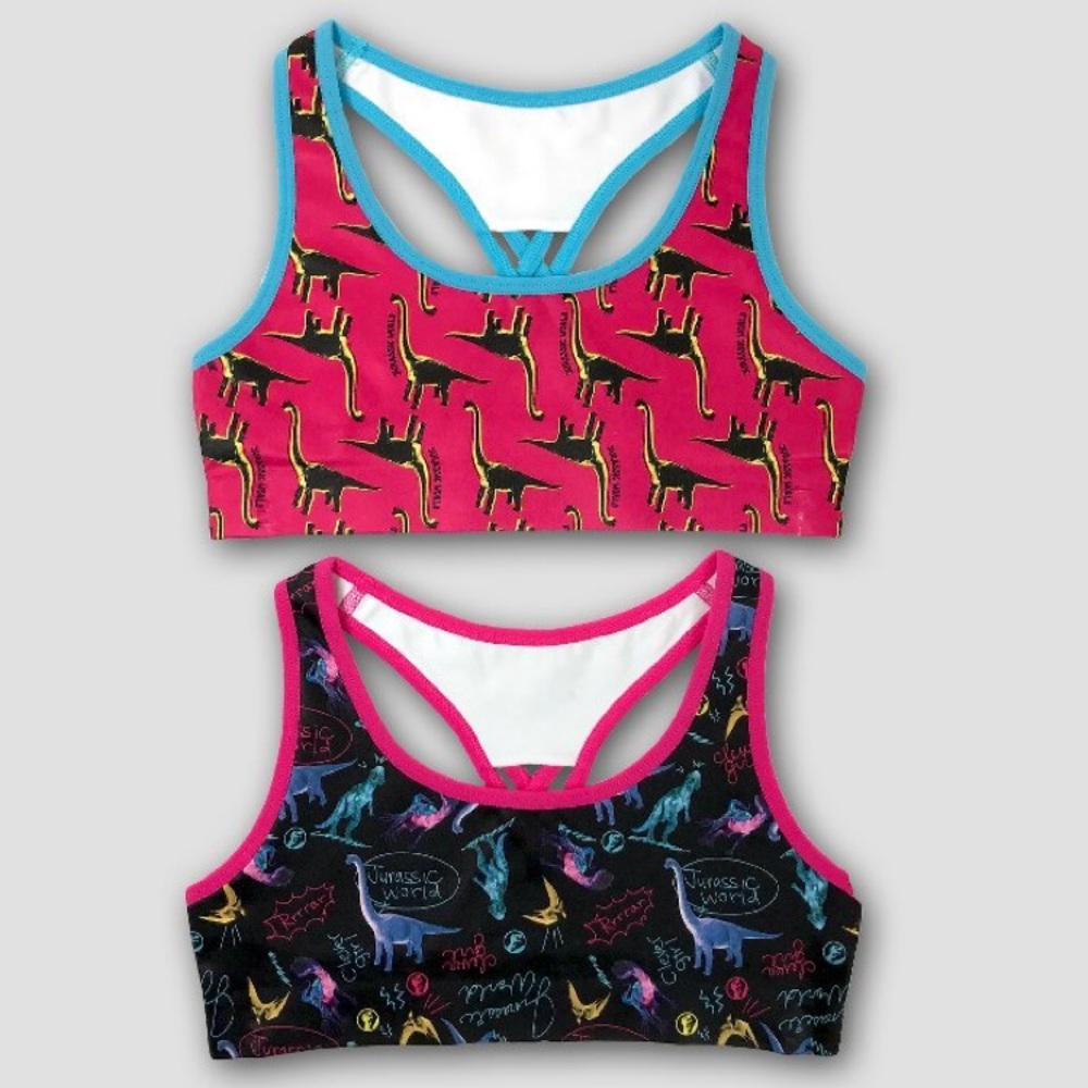 NWT Jurassic World girls sport bras Sz S/6 H161/6